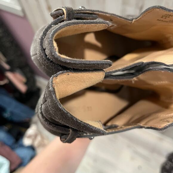 Joe's Jeans Cassia Ankle Boots Blocked Heel Dark Gray Suede Open Toe sz 9.5 - Picture 6 of 9